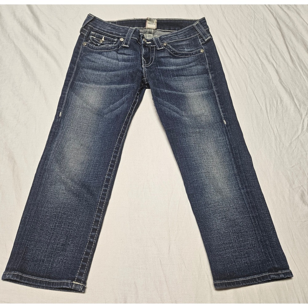 True Religion Jeans Womens 27 Cropped Straight Rhinestone Contrast Stitch Y2K